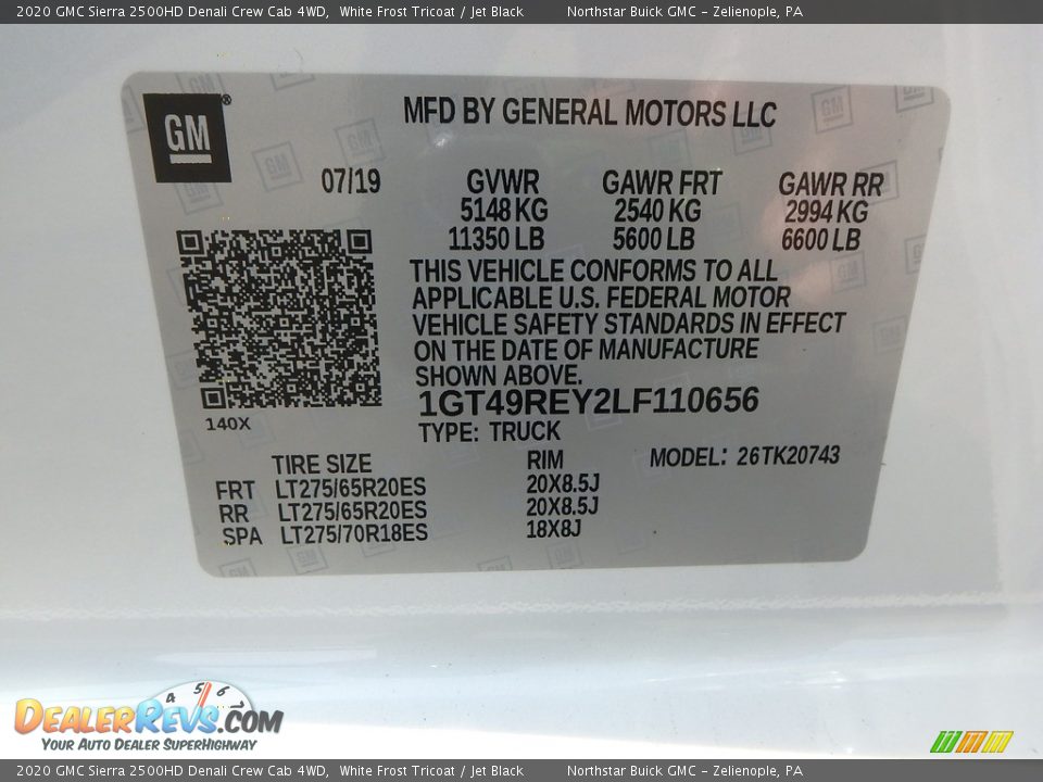 2020 GMC Sierra 2500HD Denali Crew Cab 4WD White Frost Tricoat / Jet Black Photo #10