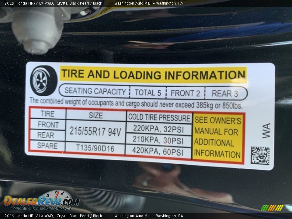 2019 Honda HR-V LX AWD Crystal Black Pearl / Black Photo #8