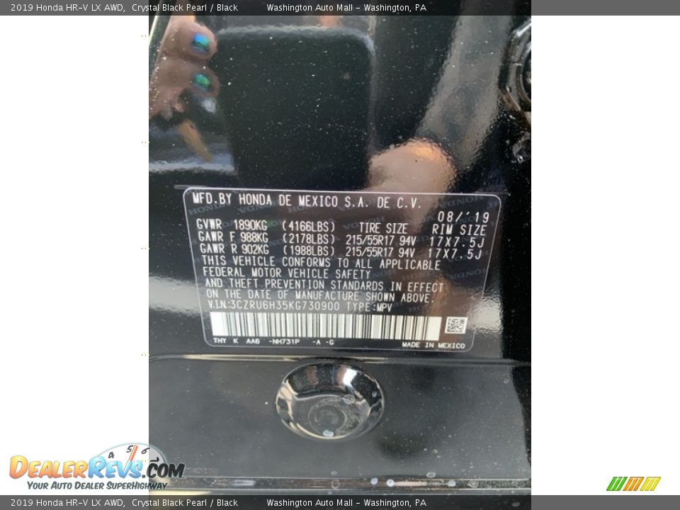 2019 Honda HR-V LX AWD Crystal Black Pearl / Black Photo #9