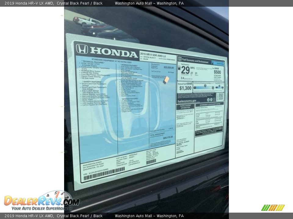 2019 Honda HR-V LX AWD Crystal Black Pearl / Black Photo #15