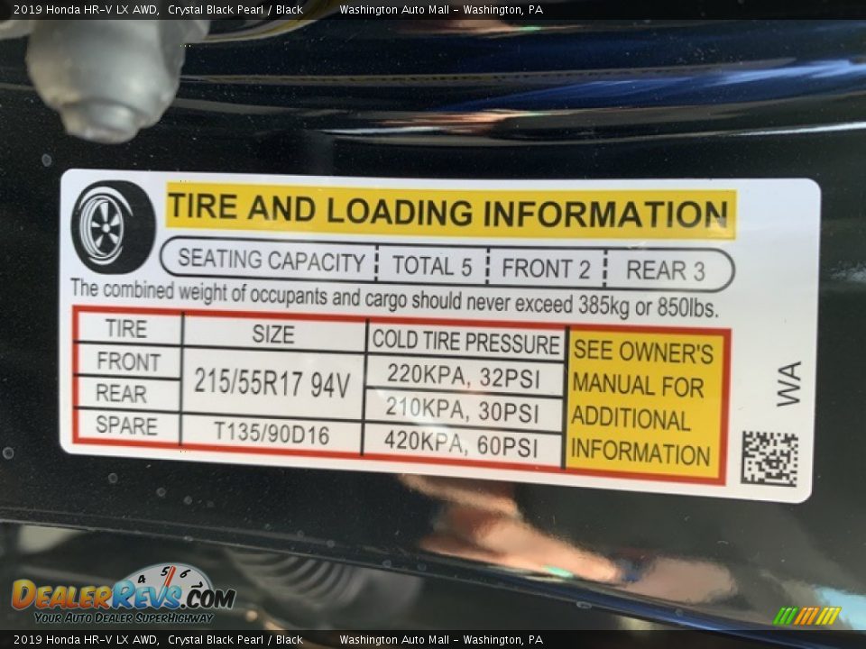 2019 Honda HR-V LX AWD Crystal Black Pearl / Black Photo #8