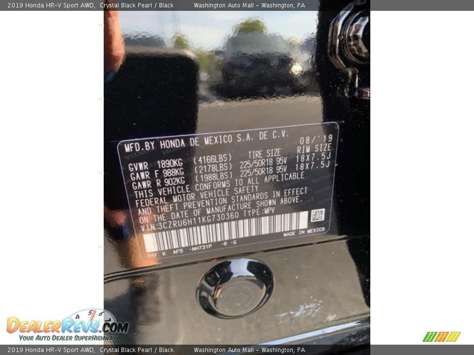 2019 Honda HR-V Sport AWD Crystal Black Pearl / Black Photo #9