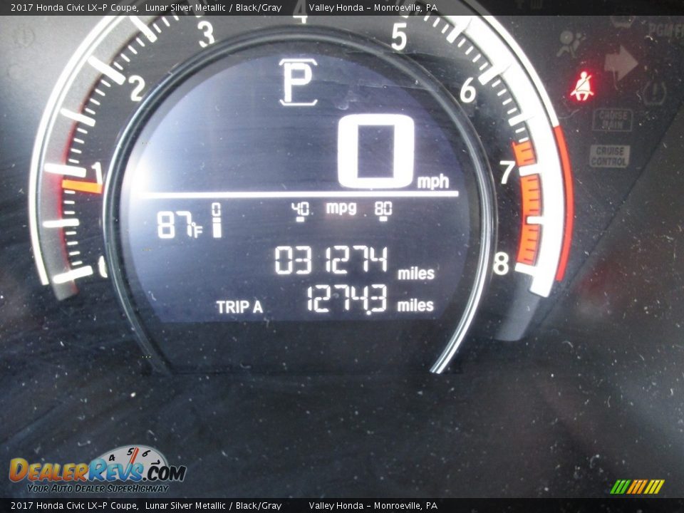 2017 Honda Civic LX-P Coupe Lunar Silver Metallic / Black/Gray Photo #20