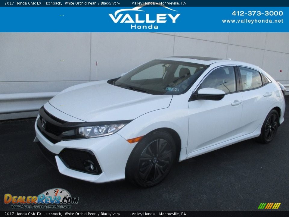 2017 Honda Civic EX Hatchback White Orchid Pearl / Black/Ivory Photo #1