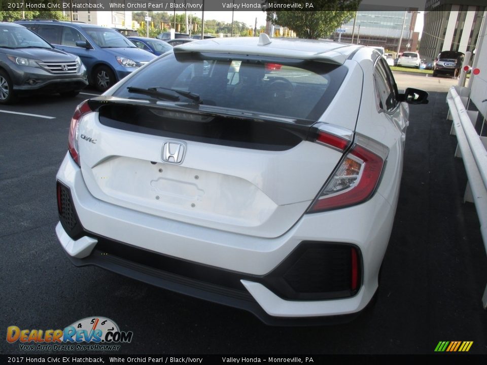 2017 Honda Civic EX Hatchback White Orchid Pearl / Black/Ivory Photo #5