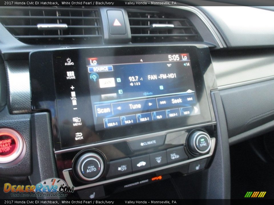 2017 Honda Civic EX Hatchback White Orchid Pearl / Black/Ivory Photo #14