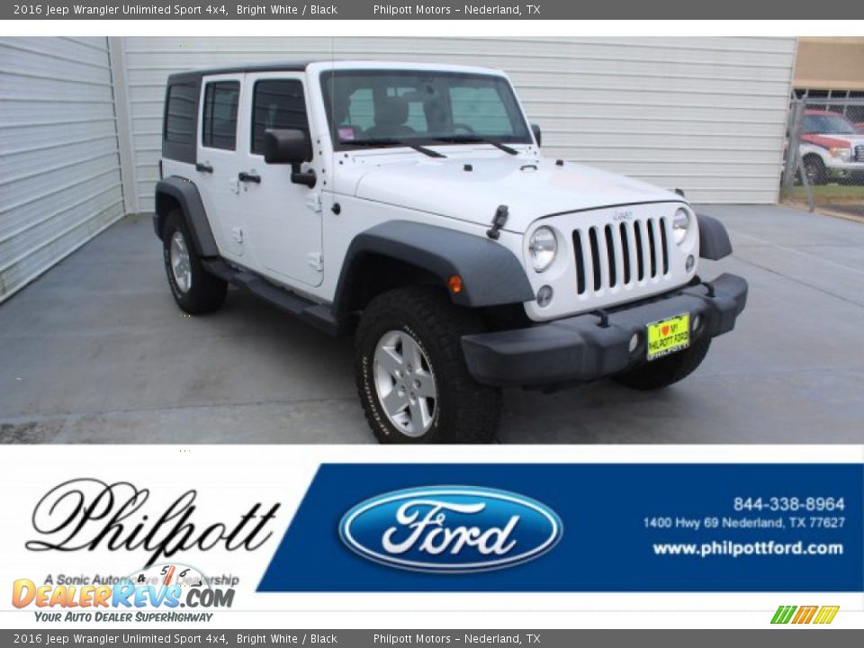 2016 Jeep Wrangler Unlimited Sport 4x4 Bright White / Black Photo #1