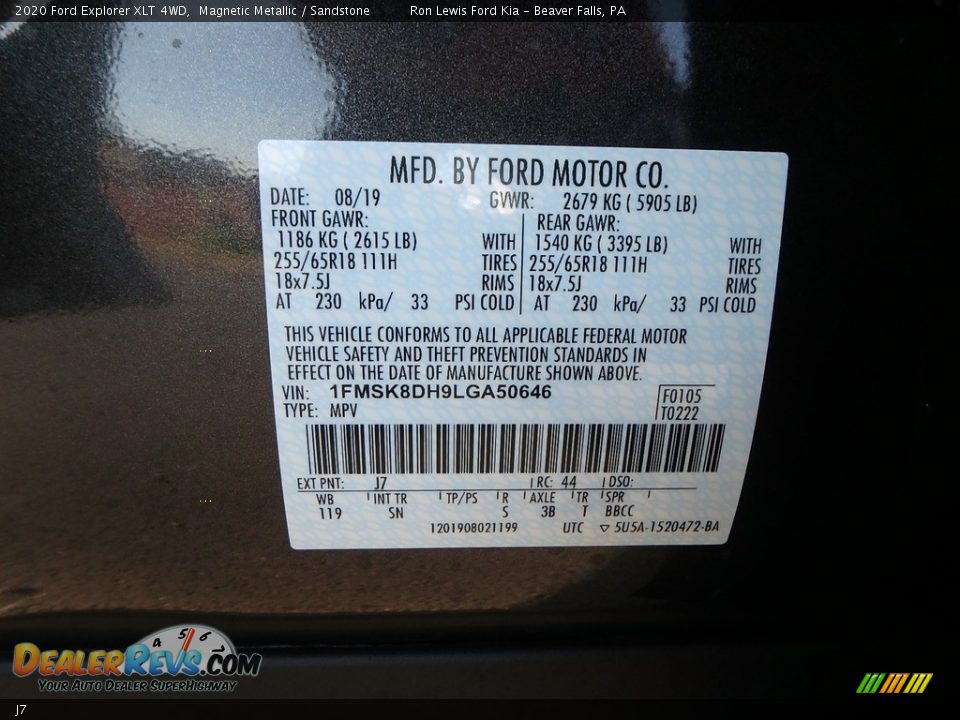 Ford Color Code J7 Magnetic Metallic