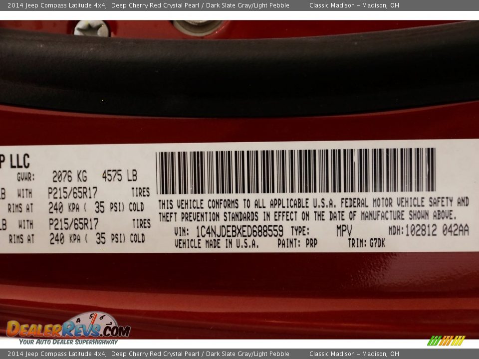 2014 Jeep Compass Latitude 4x4 Deep Cherry Red Crystal Pearl / Dark Slate Gray/Light Pebble Photo #18