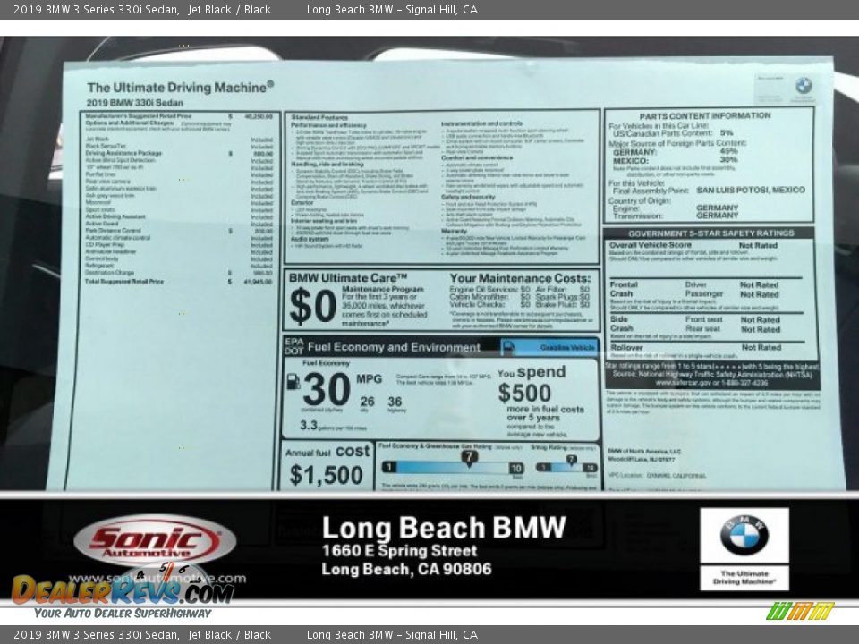 2019 BMW 3 Series 330i Sedan Jet Black / Black Photo #10