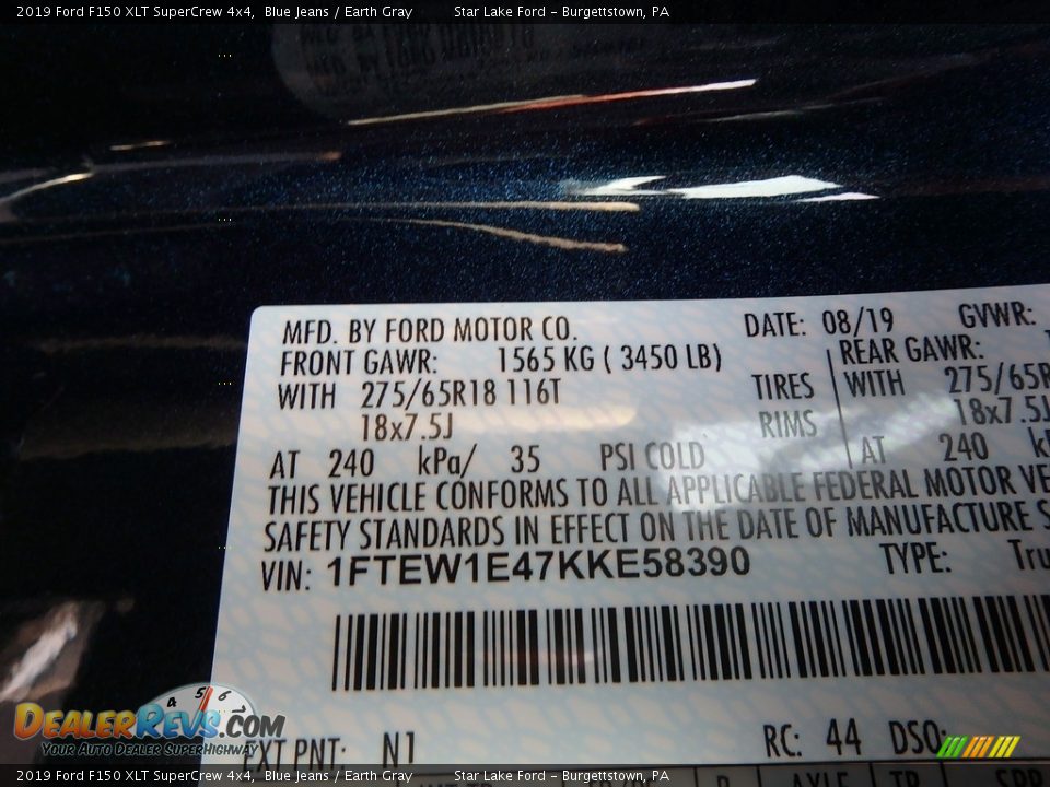 2019 Ford F150 XLT SuperCrew 4x4 Blue Jeans / Earth Gray Photo #9