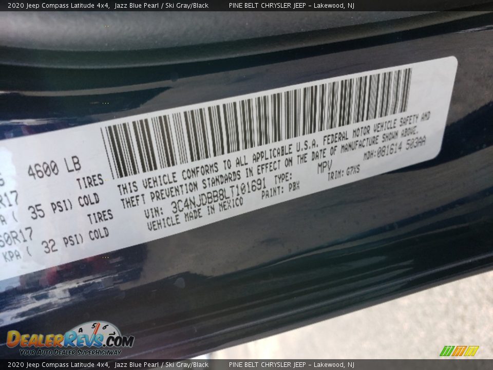 2020 Jeep Compass Latitude 4x4 Jazz Blue Pearl / Ski Gray/Black Photo #9