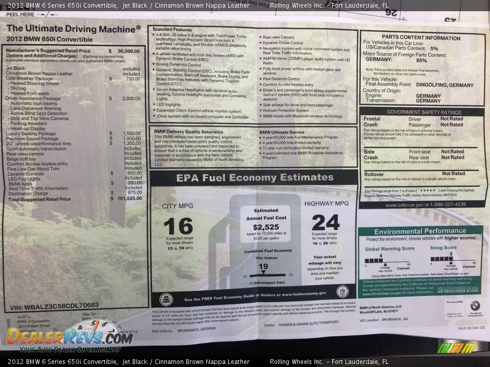2012 BMW 6 Series 650i Convertible Jet Black / Cinnamon Brown Nappa Leather Photo #21
