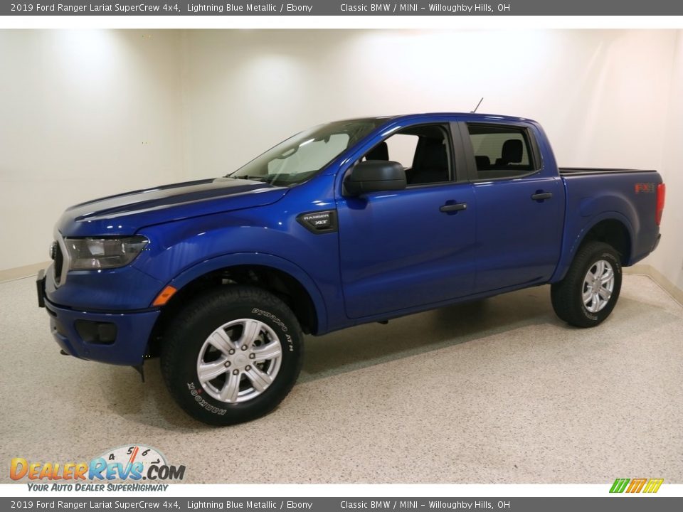 2019 Ford Ranger Lariat SuperCrew 4x4 Lightning Blue Metallic / Ebony Photo #3
