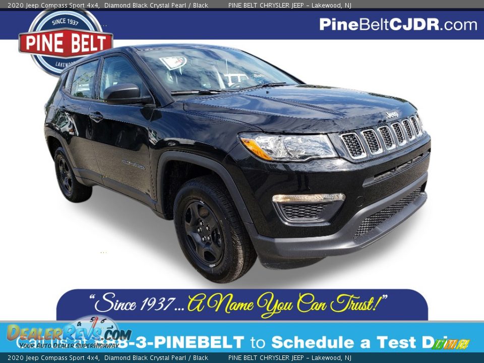 2020 Jeep Compass Sport 4x4 Diamond Black Crystal Pearl / Black Photo #1