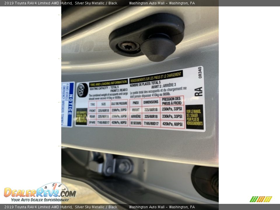 2019 Toyota RAV4 Limited AWD Hybrid Silver Sky Metallic / Black Photo #14