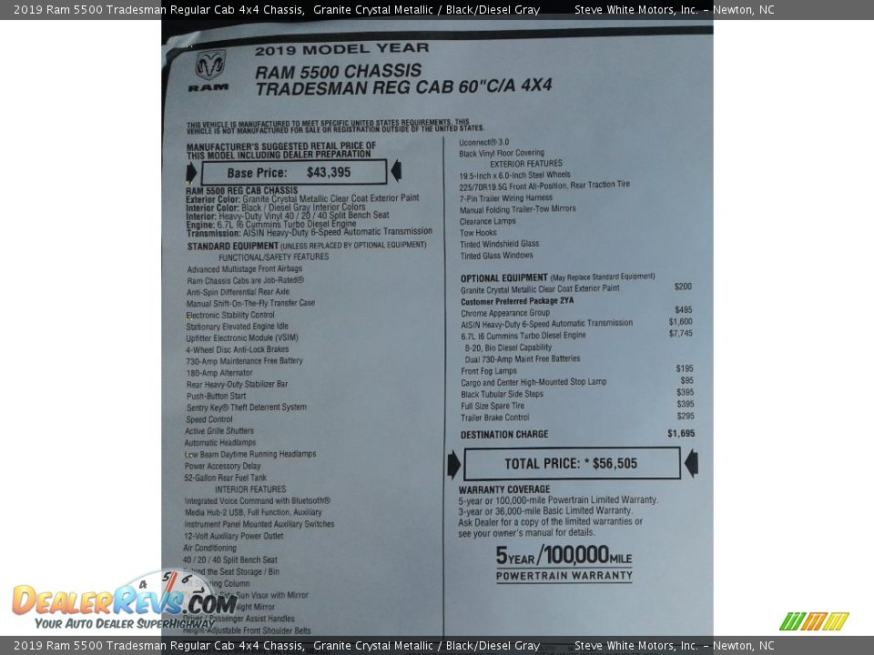 2019 Ram 5500 Tradesman Regular Cab 4x4 Chassis Granite Crystal Metallic / Black/Diesel Gray Photo #28