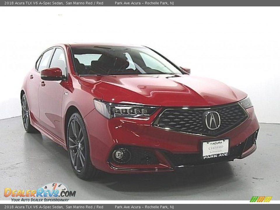 2018 Acura TLX V6 A-Spec Sedan San Marino Red / Red Photo #6