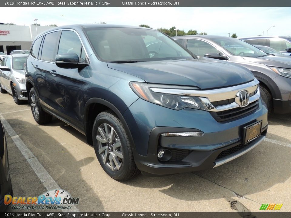 2019 Honda Pilot EX-L AWD Steel Sapphire Metallic / Gray Photo #3