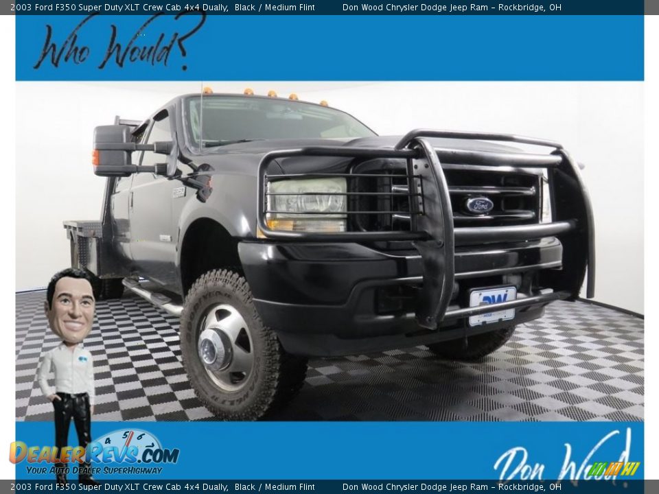 2003 Ford F350 Super Duty XLT Crew Cab 4x4 Dually Black / Medium Flint Photo #1