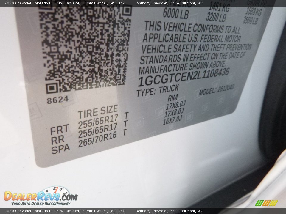 2020 Chevrolet Colorado LT Crew Cab 4x4 Summit White / Jet Black Photo #15