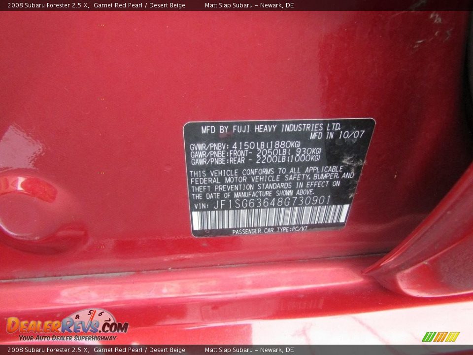 2008 Subaru Forester 2.5 X Garnet Red Pearl / Desert Beige Photo #27
