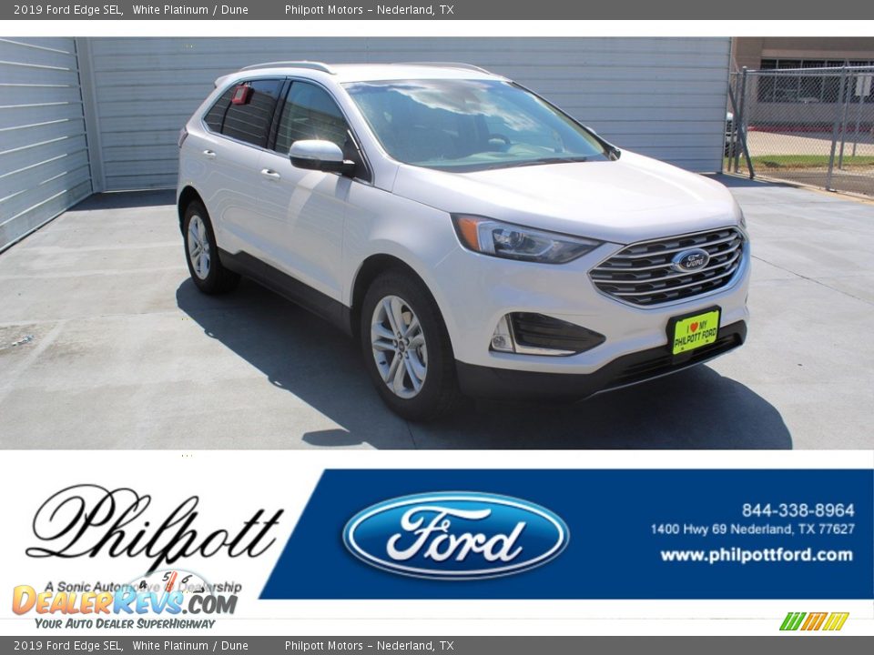2019 Ford Edge SEL White Platinum / Dune Photo #1