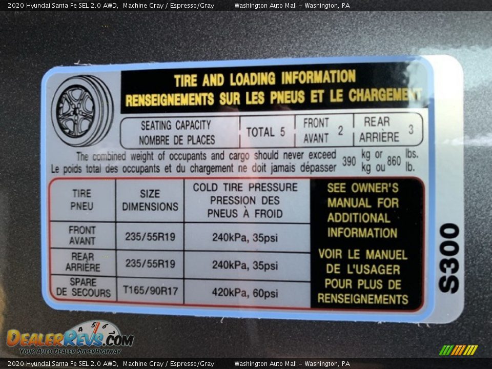2020 Hyundai Santa Fe SEL 2.0 AWD Machine Gray / Espresso/Gray Photo #9