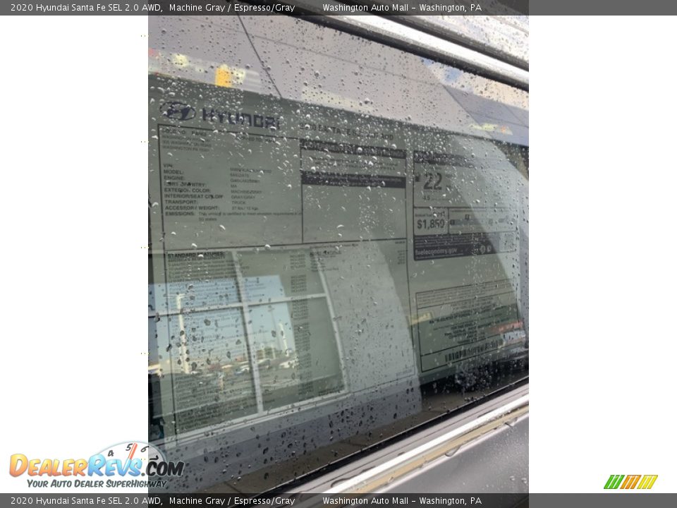 2020 Hyundai Santa Fe SEL 2.0 AWD Machine Gray / Espresso/Gray Photo #16