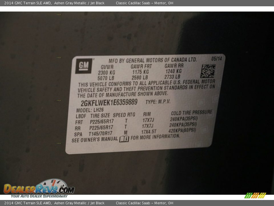 2014 GMC Terrain SLE AWD Ashen Gray Metallic / Jet Black Photo #18