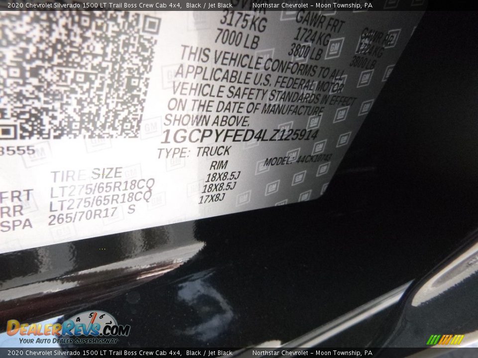 2020 Chevrolet Silverado 1500 LT Trail Boss Crew Cab 4x4 Black / Jet Black Photo #17