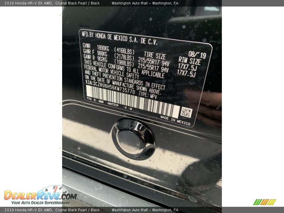 2019 Honda HR-V EX AWD Crystal Black Pearl / Black Photo #9