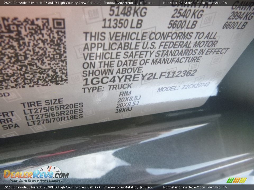 2020 Chevrolet Silverado 2500HD High Country Crew Cab 4x4 Shadow Gray Metallic / Jet Black Photo #14