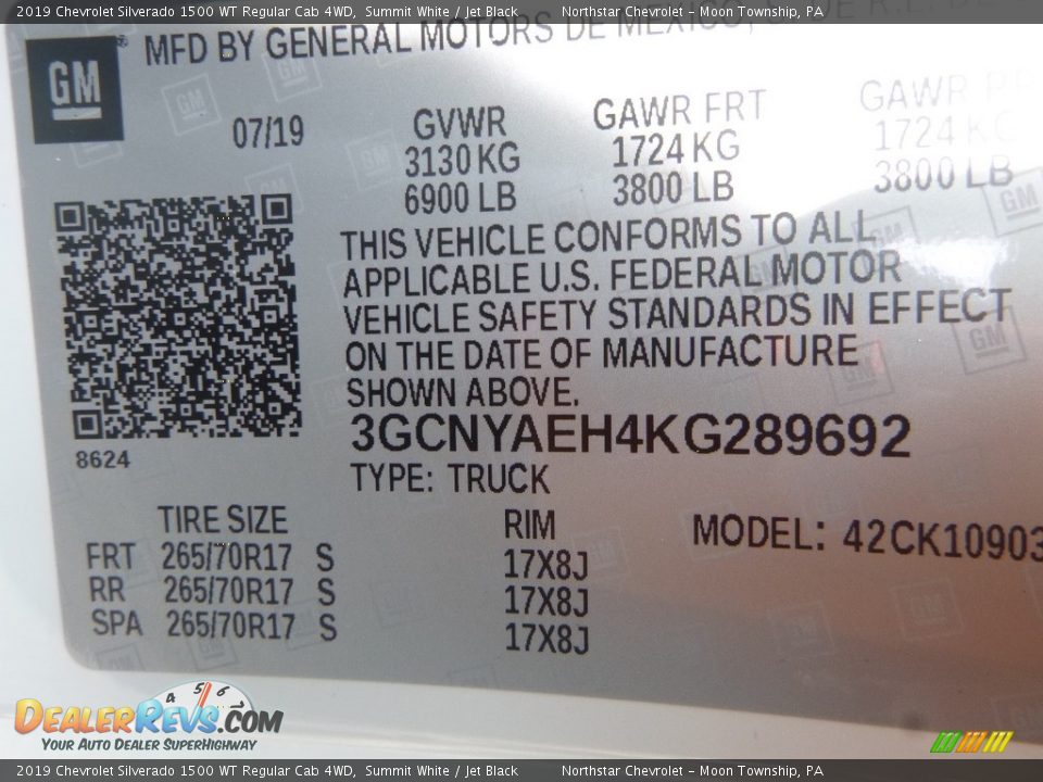 2019 Chevrolet Silverado 1500 WT Regular Cab 4WD Summit White / Jet Black Photo #16