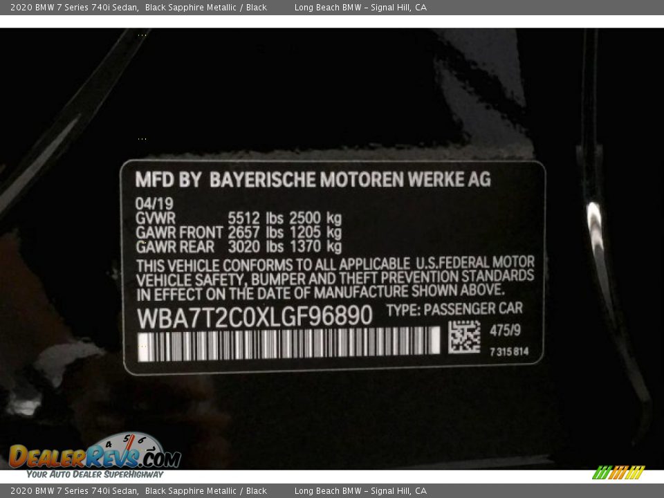 2020 BMW 7 Series 740i Sedan Black Sapphire Metallic / Black Photo #19