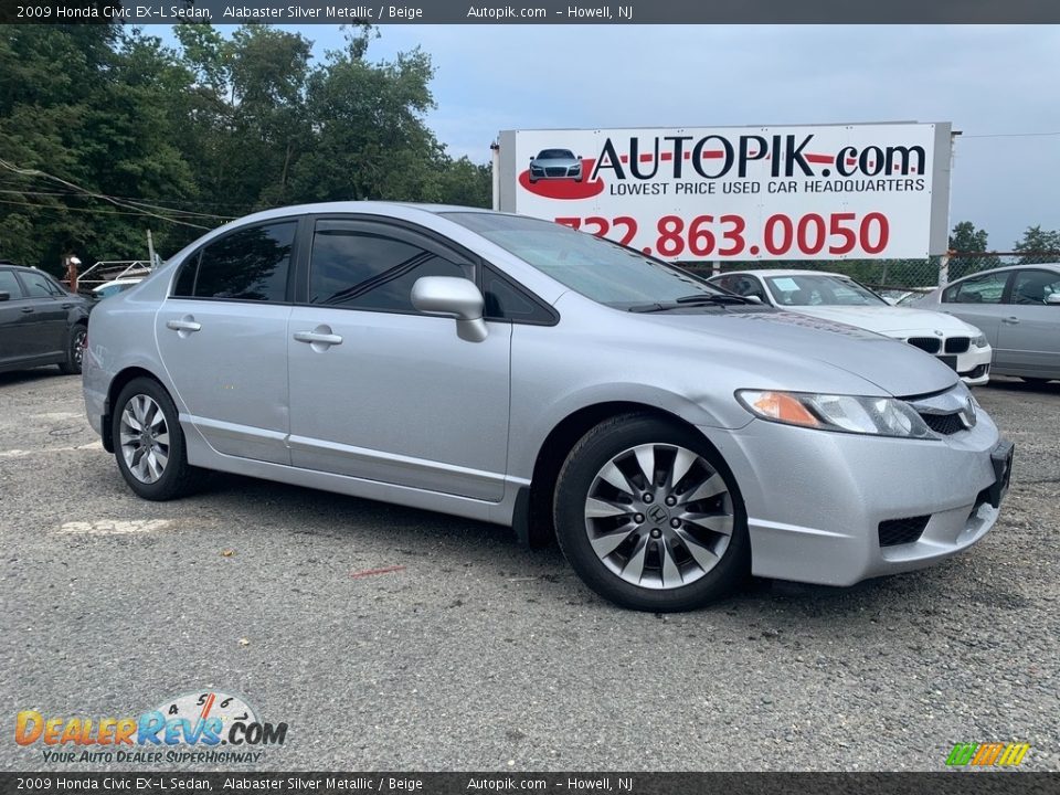 2009 Honda Civic EX-L Sedan Alabaster Silver Metallic / Beige Photo #1