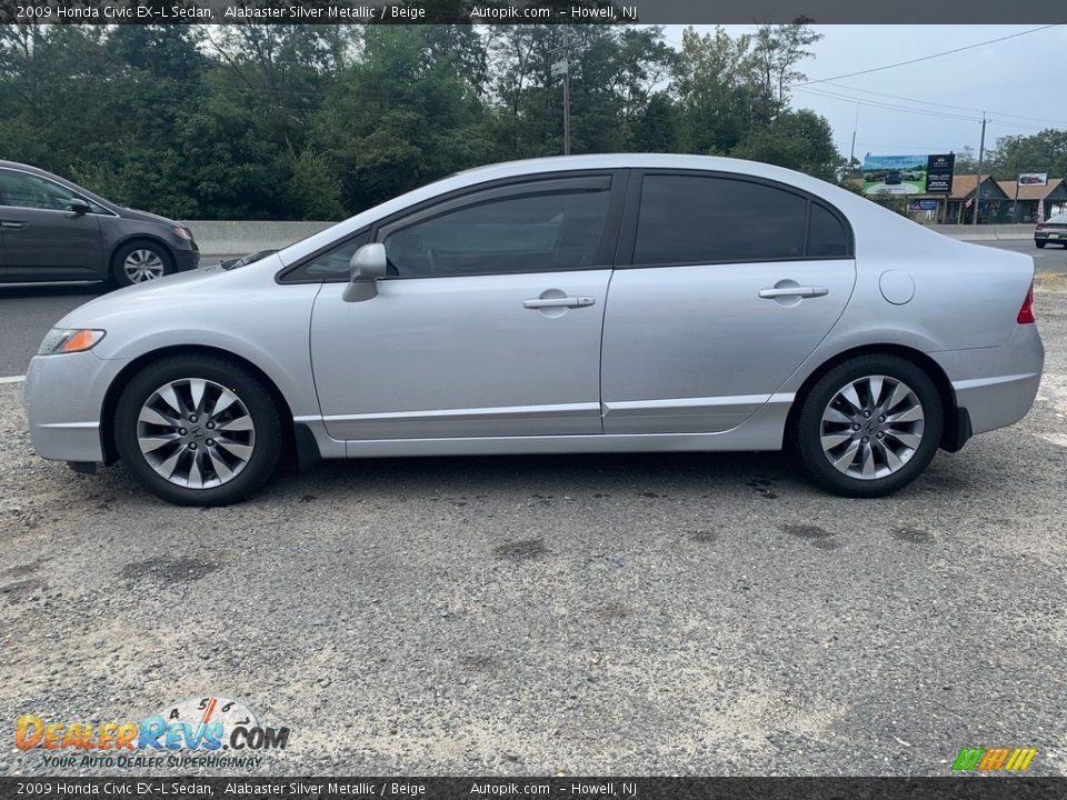 2009 Honda Civic EX-L Sedan Alabaster Silver Metallic / Beige Photo #6