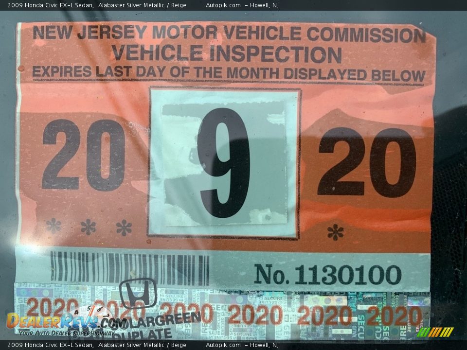 2009 Honda Civic EX-L Sedan Alabaster Silver Metallic / Beige Photo #9