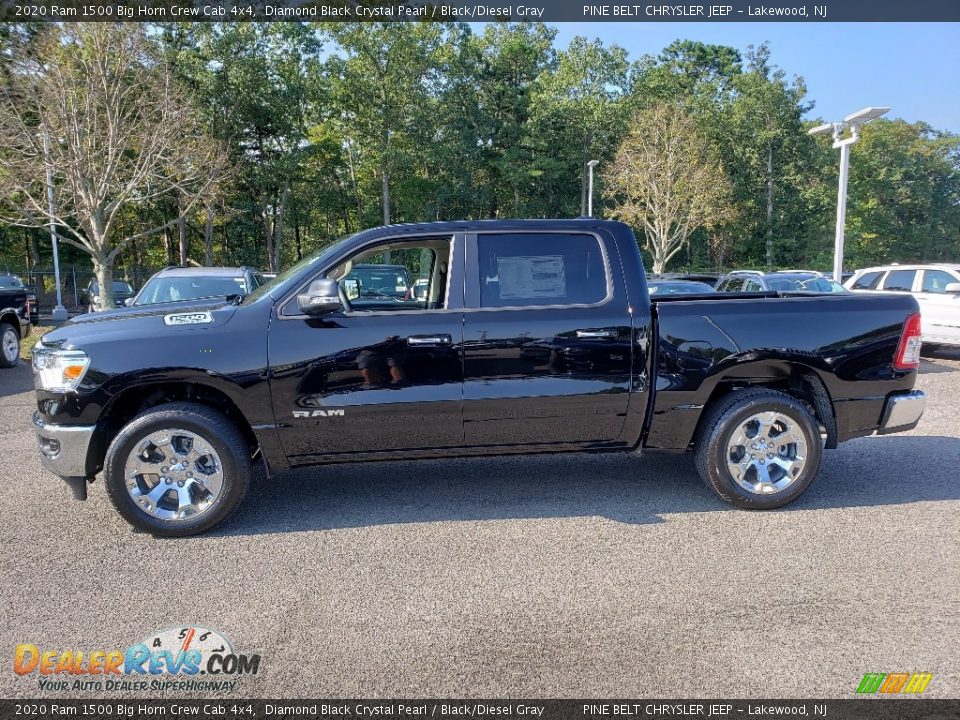 2020 Ram 1500 Big Horn Crew Cab 4x4 Diamond Black Crystal Pearl / Black/Diesel Gray Photo #3