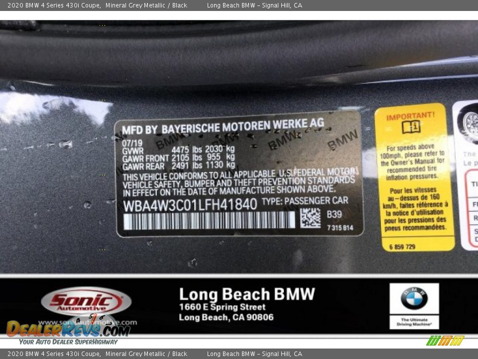 2020 BMW 4 Series 430i Coupe Mineral Grey Metallic / Black Photo #11