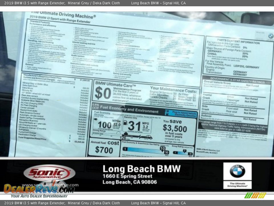 2019 BMW i3 S with Range Extender Mineral Grey / Deka Dark Cloth Photo #11