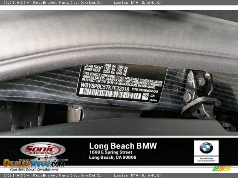 2019 BMW i3 S with Range Extender Mineral Grey / Deka Dark Cloth Photo #12