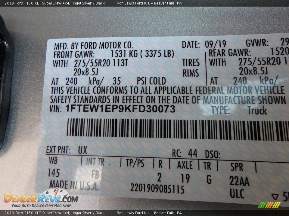 2019 Ford F150 XLT SuperCrew 4x4 Ingot Silver / Black Photo #10