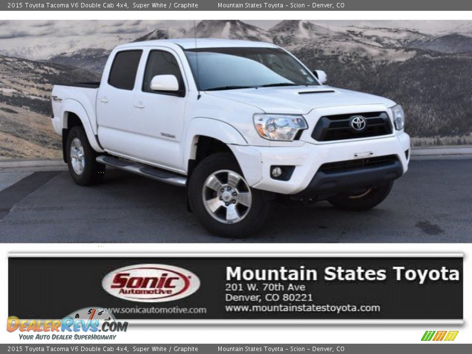2015 Toyota Tacoma V6 Double Cab 4x4 Super White / Graphite Photo #1