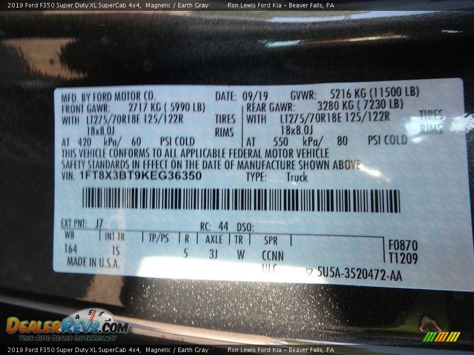 2019 Ford F350 Super Duty XL SuperCab 4x4 Magnetic / Earth Gray Photo #11