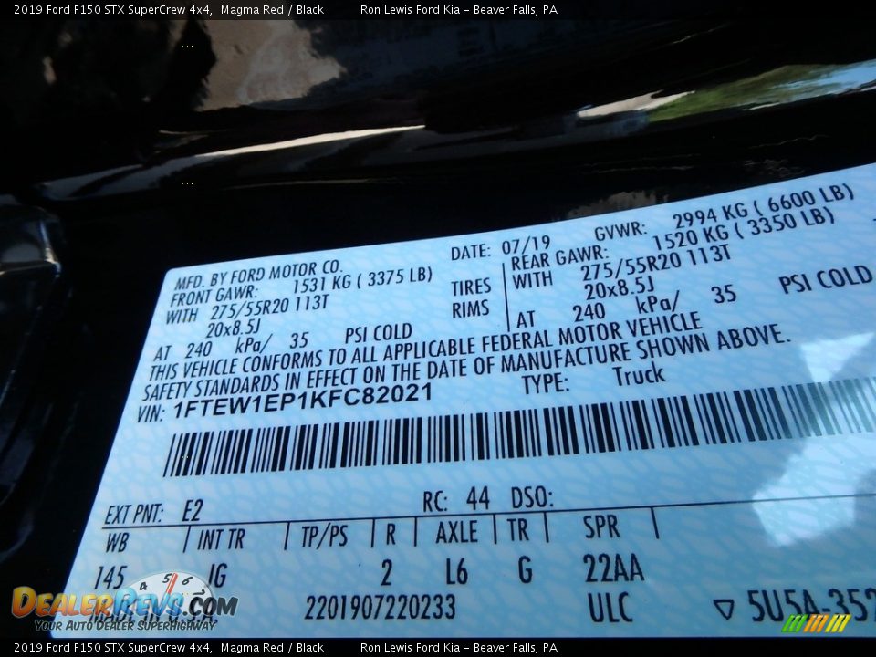 2019 Ford F150 STX SuperCrew 4x4 Magma Red / Black Photo #10