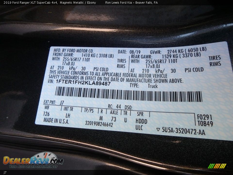 Ford Color Code J7 Magnetic Metallic