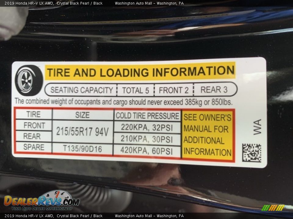 2019 Honda HR-V LX AWD Crystal Black Pearl / Black Photo #8