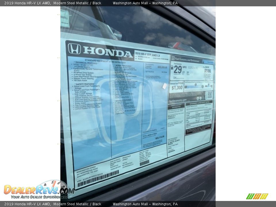 2019 Honda HR-V LX AWD Modern Steel Metallic / Black Photo #15