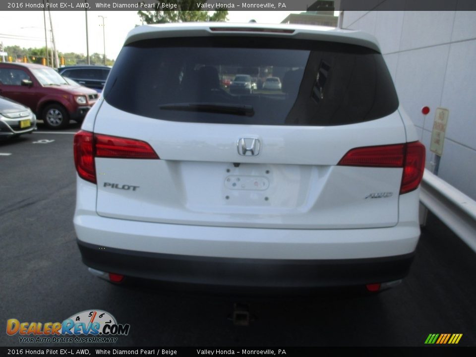 2016 Honda Pilot EX-L AWD White Diamond Pearl / Beige Photo #4